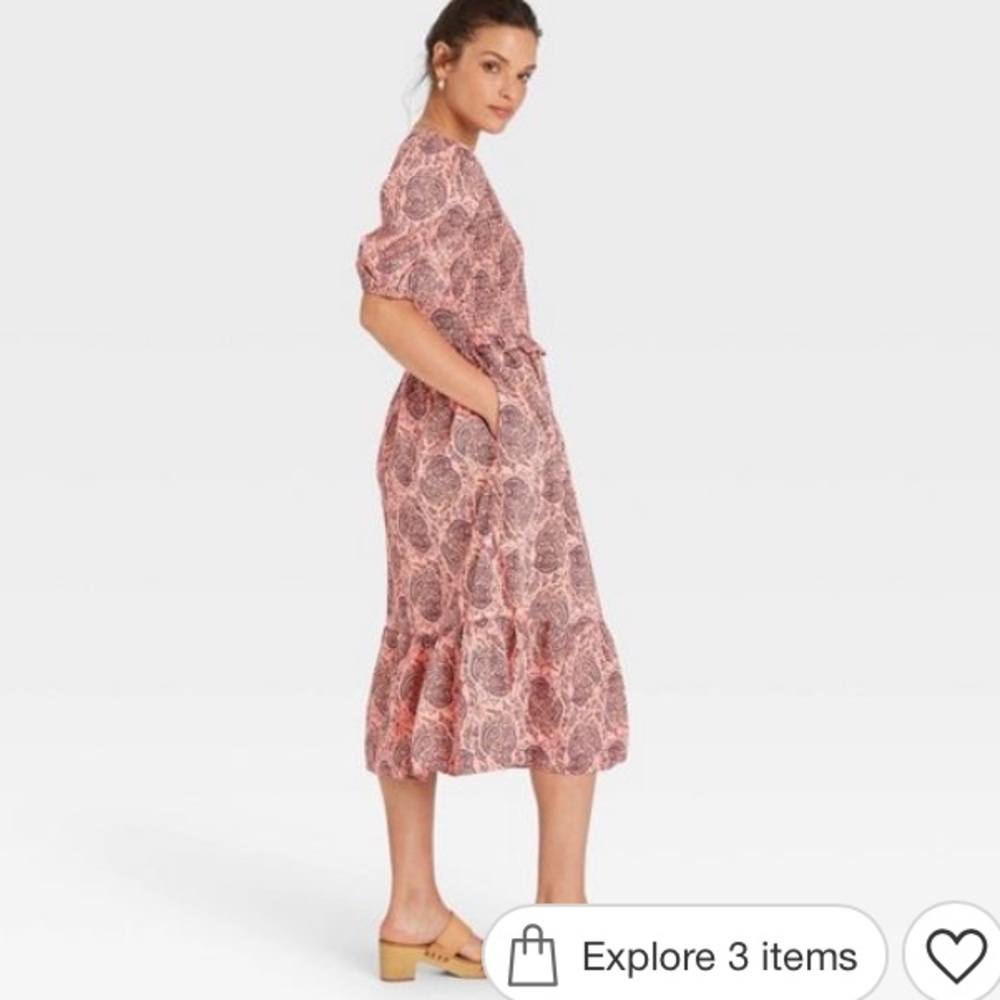 Universal Thread Puff Sleeve Floral Midi Dress NWT
